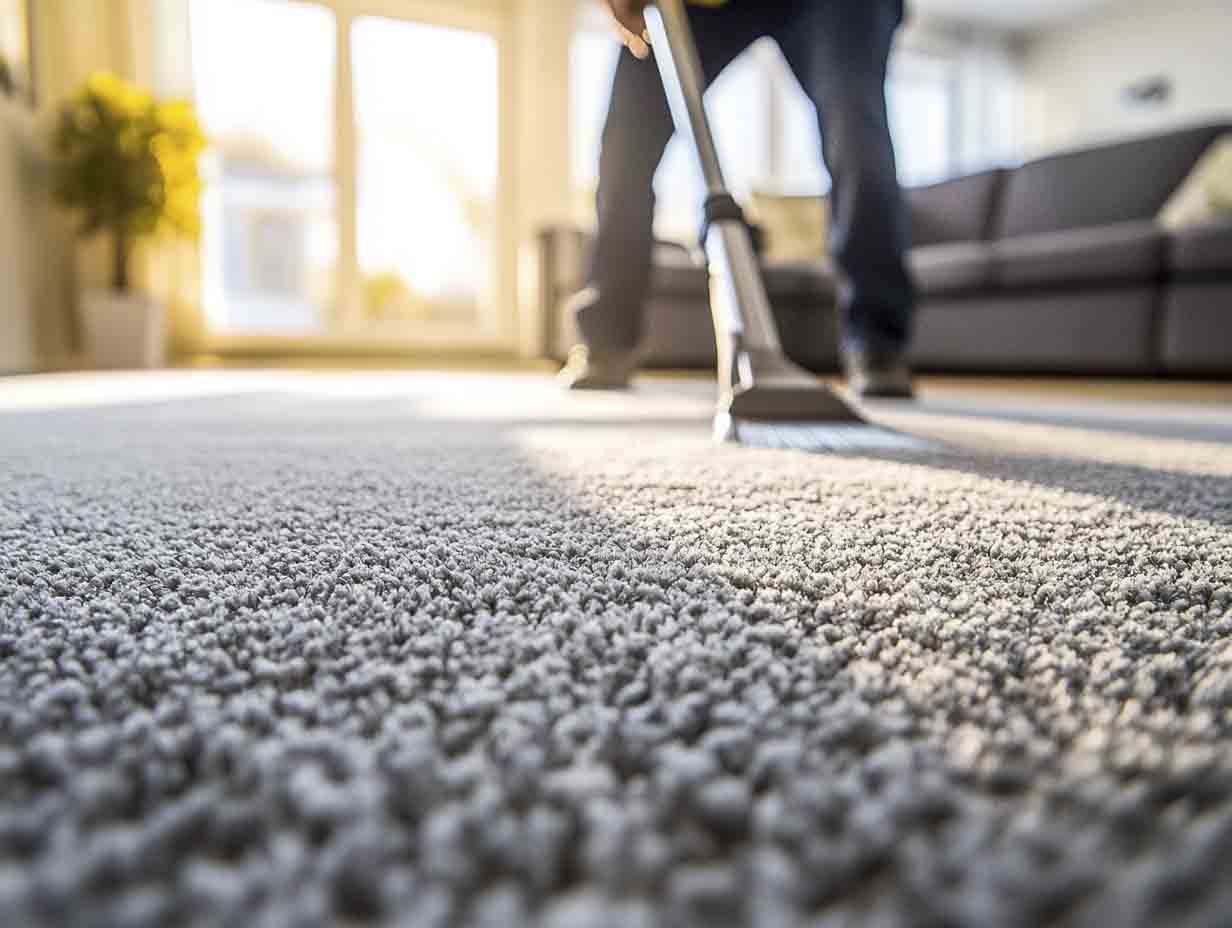 carpet and upholstery drying a technician drying a carpet in a well lit livingroom. the image MUST look like it was photographed at 24mm using a f1.4 lens. --ar 4:3 --style raw --v 6.1 Job ID: f2a57203-4993-4b59-9cc8-281dfbfd092e
